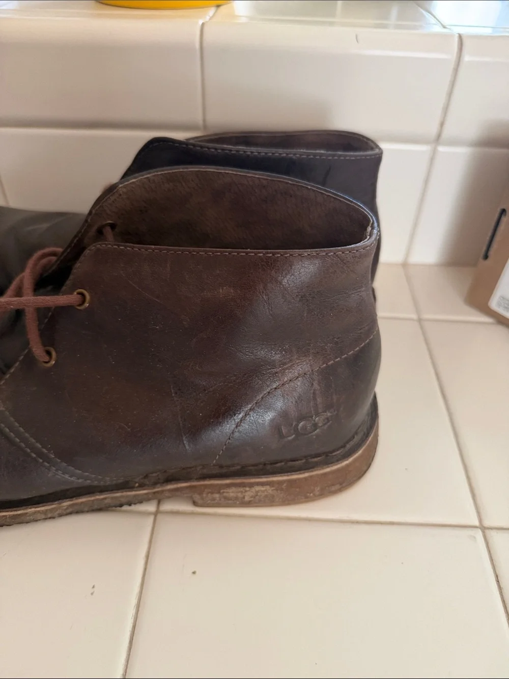 UGG Men's Dark Brown Leather Chukka Boots